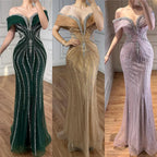 Serene Hill Customized Gold Mermaid Evening Dress 2026 Luxury Beaded Party Gowns for Women DLA73142A