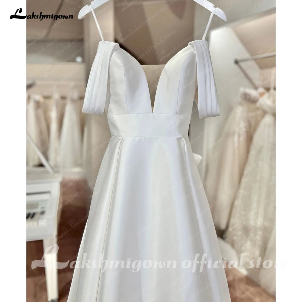 Lakshmigown Luxury Wedding Dresses Women's A Line Sexy Off Shoulder Sweetheart Princess Bridal Gowns Satin Vestidos Customized