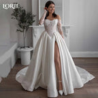 LORIE Lace Wedding Dress Sweetheart Split A-line Bride Gown Long Sleeve Customized Appiques Corset Bride Dress vestidos de novia