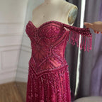 Serene Hill 2026 Off-Shoulder Fuchsia Beaded Evening Dress Elegant Wedding Party Gown for Women DLA73594 Customized