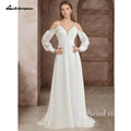 Lakshmigown Illusion Off White Wedding Dress Off Shoulder Long Sleeve Bridal Gown for Women Summer Vestido De Novia Customized