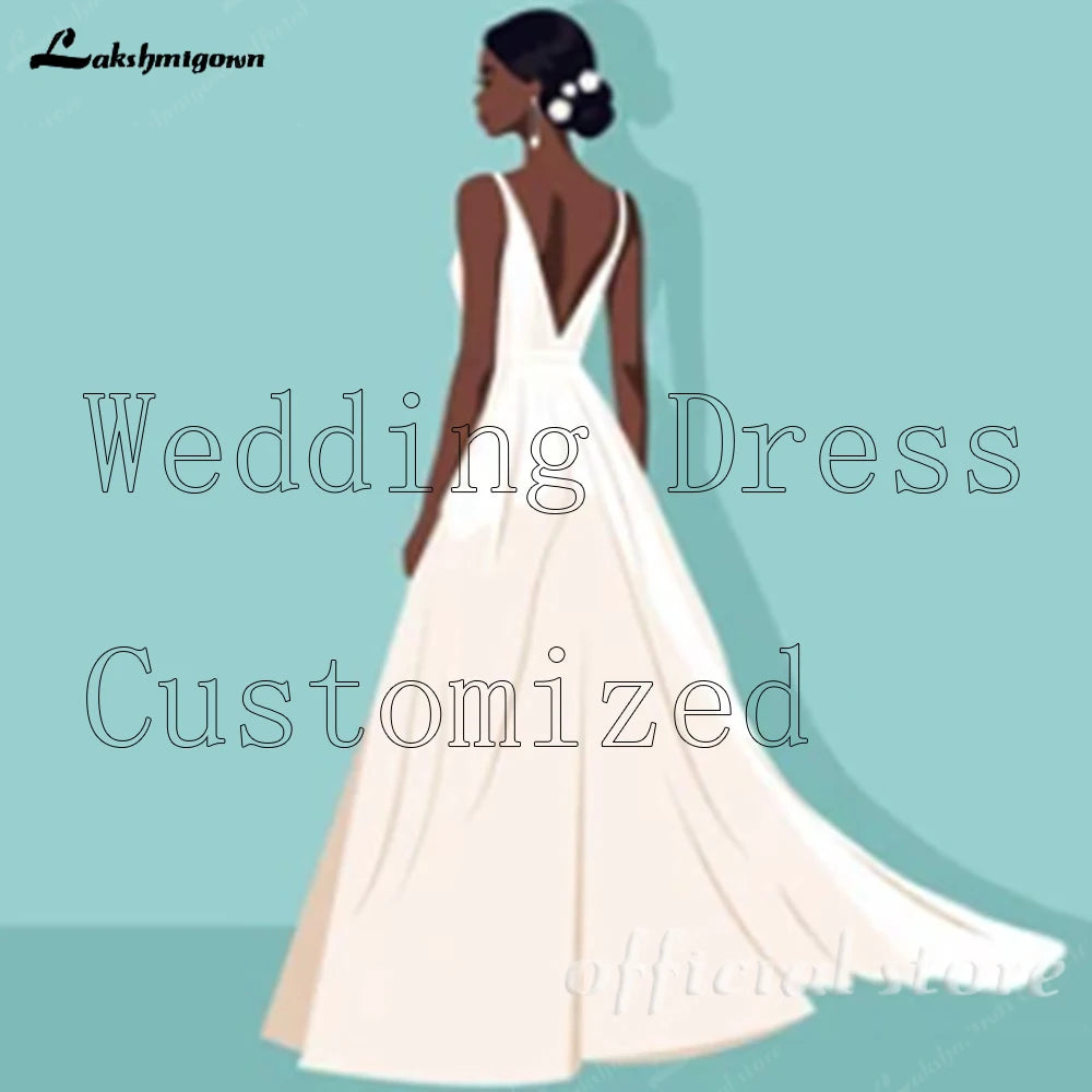 Lakshmigown Bohemian Wedding Dress Split V-Neck Customized Bell Sleeve Backless A-line Chiffon Lace Bridal Wedding Dress