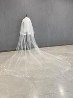 2T Wedding Veil 3D Flowers Long Bridal Veils Pearls Bride Veil Customized