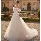 Lakshmigown Sweetheart Tulle Wedding Dress Sequins Appliques Lace Off Shoulder Bridal Gown Vestidos Customized