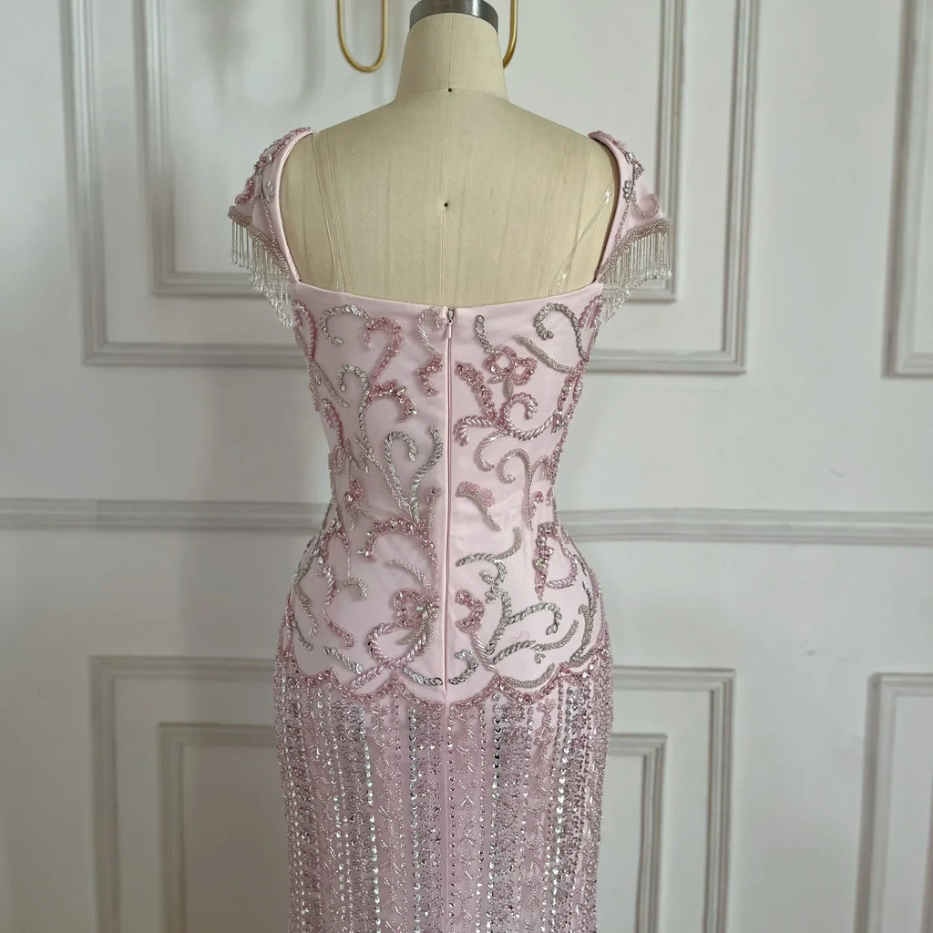 Serene Hill Pink Mermaid Beaded Evening Gowns 2026 Arabic Elegant Wedding Party Dresses DLA73550 Customized