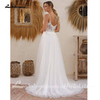 Lakshmigown A Line Women Wedding Dresses Backless Tulle Court Train Bridal Gowns Formal Robe De Mariée Customized