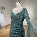 Serene Hill Turquoise Beaded Sweetheart Mermaid Evening Gown Overskirt Dubai Party Dresses for Women 2025 DLA72314 Customized