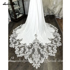 Lakshmigown Scoop Neck Lace Backless Soft Satin Wedding Dress for Women Customized Bridal Gown Court Train robe mariée sirene