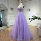 Serene Hill Customized Lilac Spaghetti Strap A Line Beaded Evening Prom Dresses Dubai Party Gowns for Women 2025 DLA72571