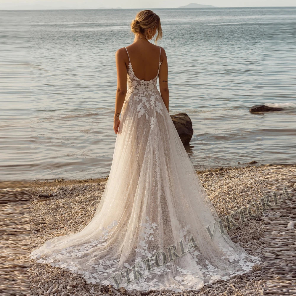 VIKTORIA Trendy Wedding Dress For Bride Sweetheart Spaghetti Straps Buttons Robe De Mariée Women Personalized Customization