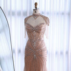 Serene Hill Nude Luxury Beaded Evening Dress with Tassel Wedding Party Gowns for Women DLA72897B Customized
