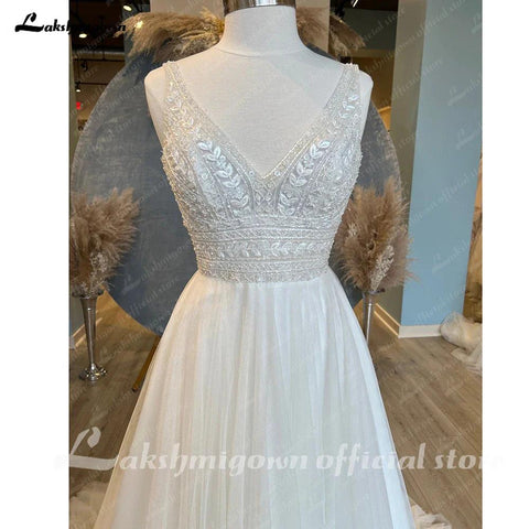 NumberSea Damen A-Linie Brautkleid Boho Vestidos de Fiesta de Noche Tüll Strand Brautkleid Robe Brautkleid 