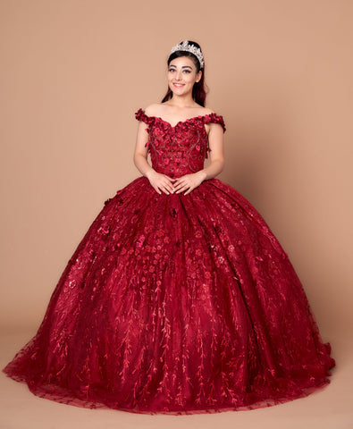 Ballkleid mit schulterfreiem Cape und 3D-Blumenmuster von Calla SCL30001