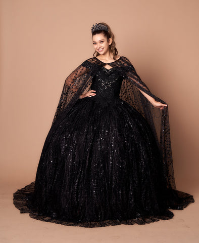 Ballkleid mit schulterfreiem Cape und Applikation von Calla SCL30003