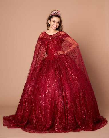 Ballkleid mit schulterfreiem Cape und Applikation von Calla SCL30003