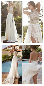 Gorgeous Lace Backless High Neckline Halter Wedding Dress Party Dresses, MP328