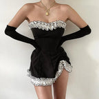Unregelmäßiges trägerloses Homecoming-Kleid Sexy Cocktailkleid Y5941
