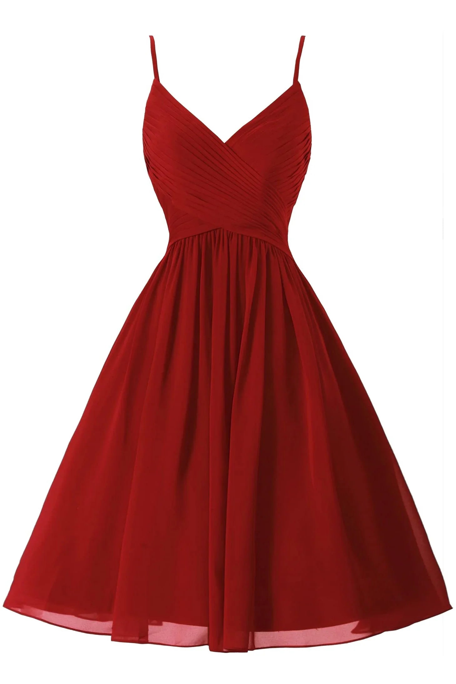 Spaghettiträger ärmelloses A-Linien Chiffon Kurzes Ballkleid Mit Taschen