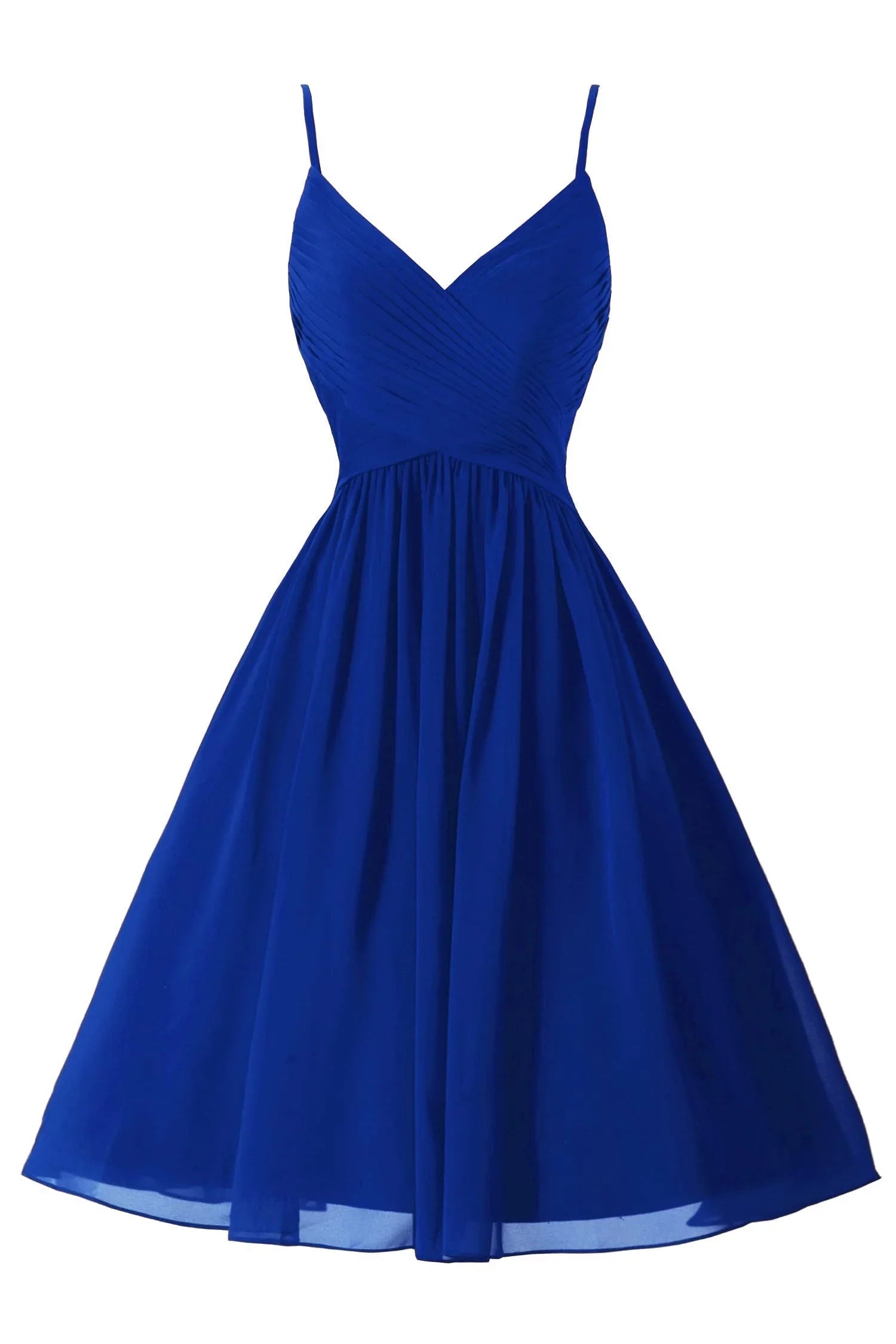 Spaghettiträger ärmelloses A-Linien Chiffon Kurzes Ballkleid Mit Taschen