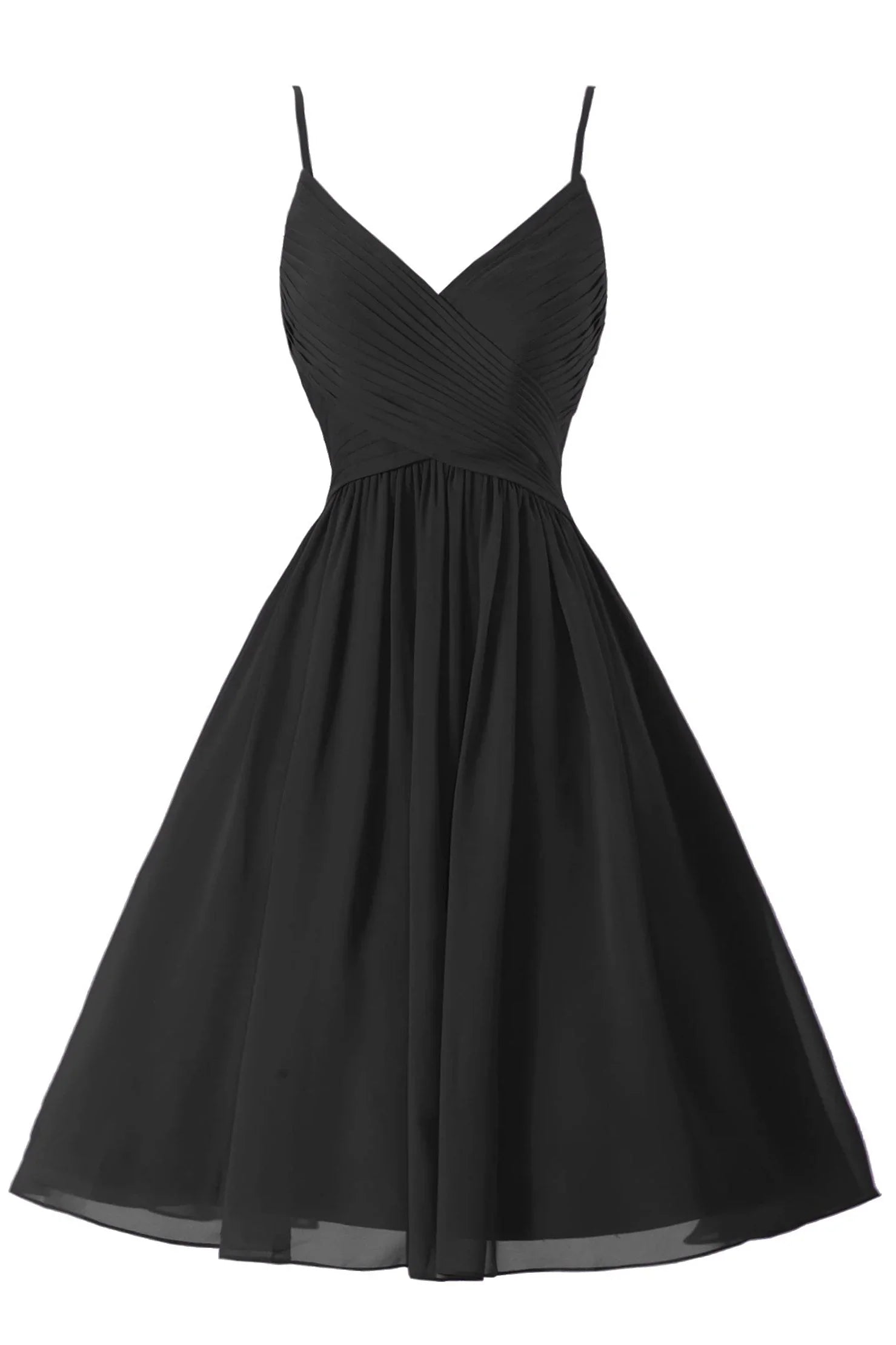 Spaghettiträger ärmelloses A-Linien Chiffon Kurzes Ballkleid Mit Taschen