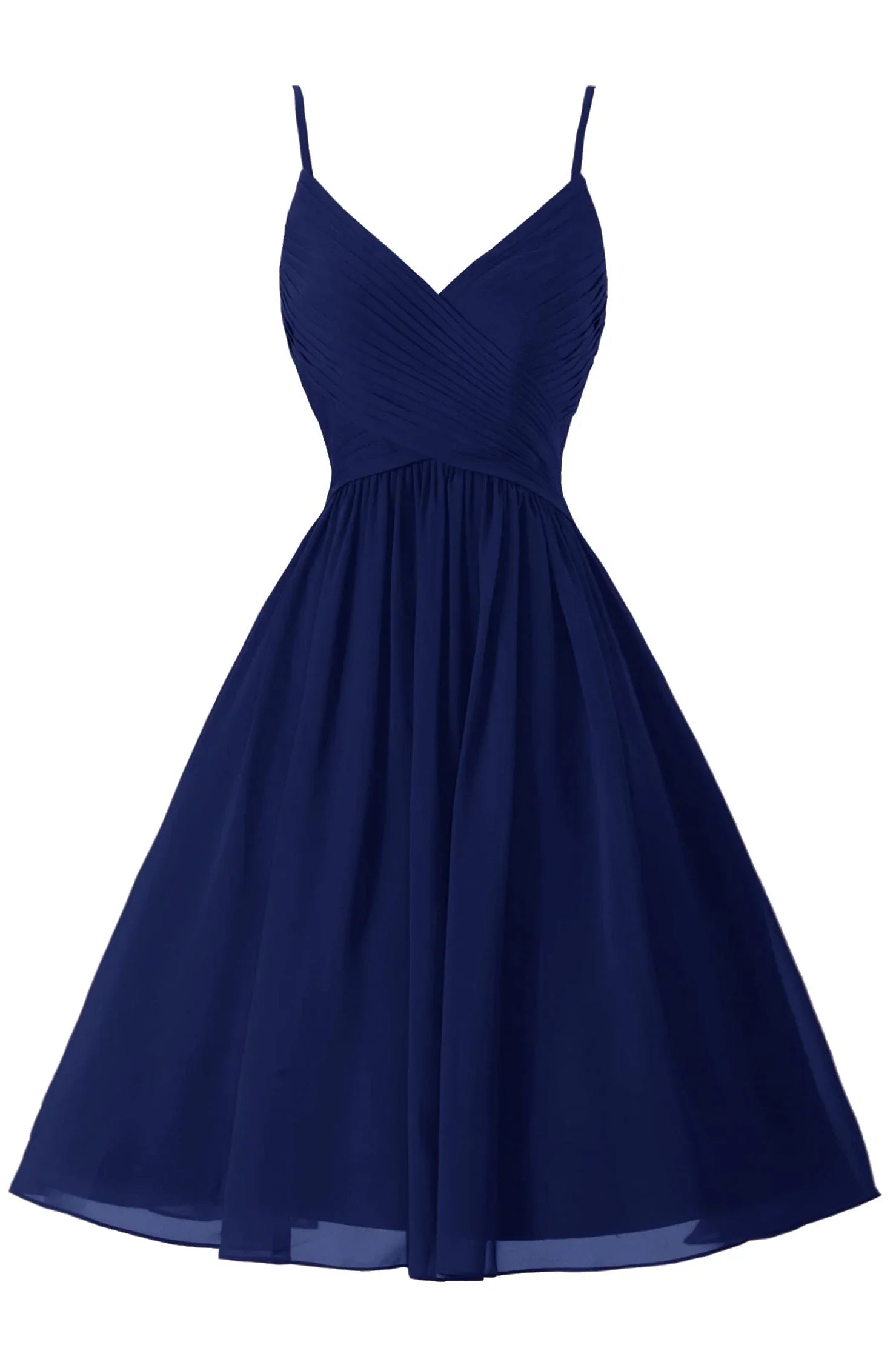 Spaghettiträger ärmelloses A-Linien Chiffon Kurzes Ballkleid Mit Taschen