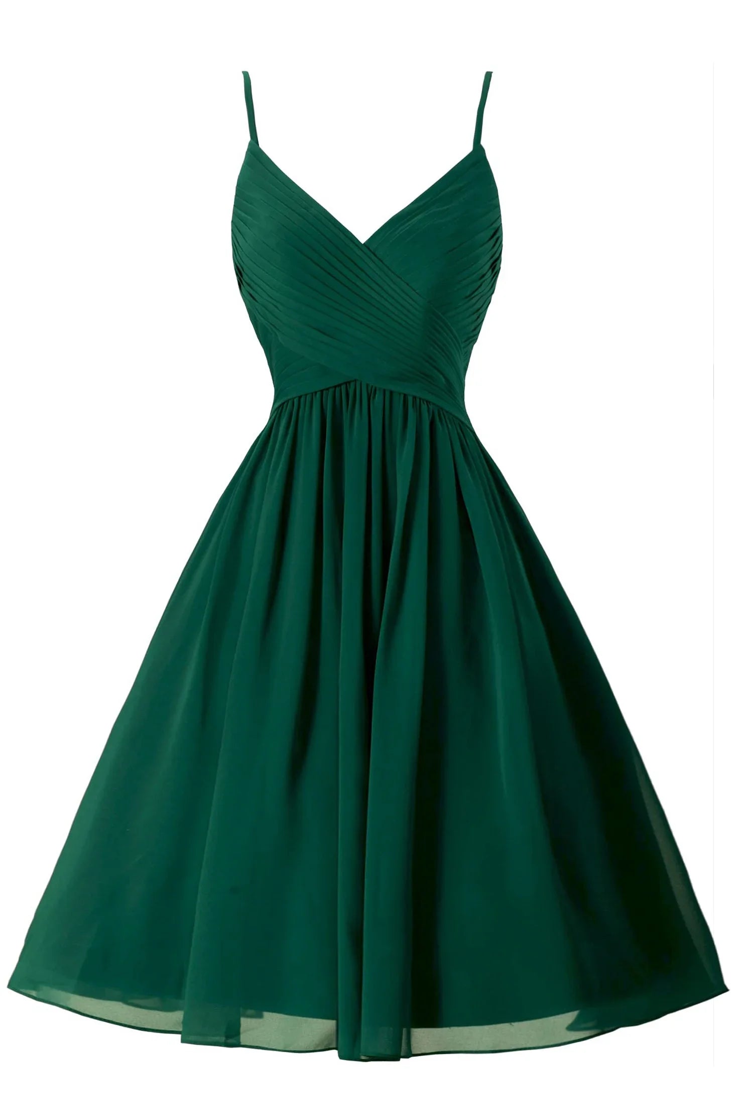Spaghettiträger ärmelloses A-Linien Chiffon Kurzes Ballkleid Mit Taschen