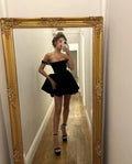 Niedliches A-Linien-Schwarzes Homecoming-Kleid Schwarzes Cocktailkleid Y2363