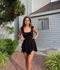 Niedliches A-Linie Schwarzes Abschlussballkleid Schwarzes Partykleid Y2211