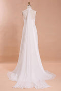 Charmantes Chiffon-Strandhochzeitskleid, Neckholder-Brautkleider in Bodenlänge, MW120 