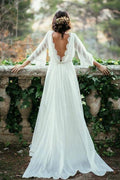 Fabelhaftes weißes Chiffon-Strandhochzeitskleid, lange Brautkleider, MW148 