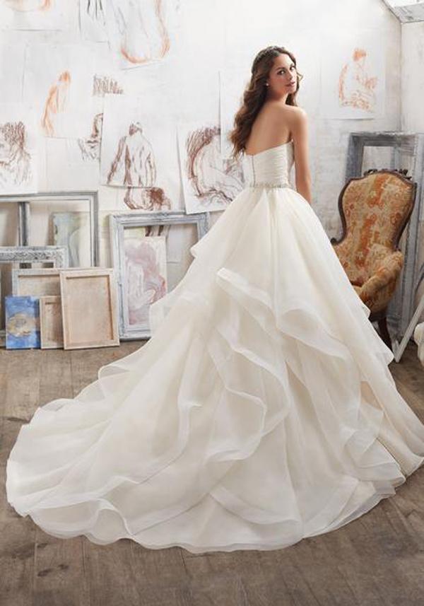 Illusion A Line Sweetheart Strapless Ruffles Beaded Belt Wedding Dresses, MW167