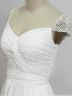 Cheap Chiffon Sweetheart Wedding Dresses with Beading And Short Train, MW123