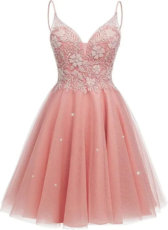Funkelnde Tüll-Heimkehrkleider für Teenager Mini-Cocktailkleid Y2411