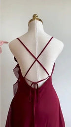 Bordeaux Chiffon Kurzes Partykleid Homecoming Kleid Y8421