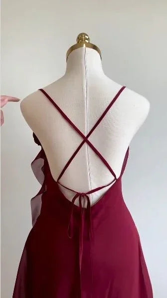 Bordeaux Chiffon Kurzes Partykleid Homecoming Kleid Y8421