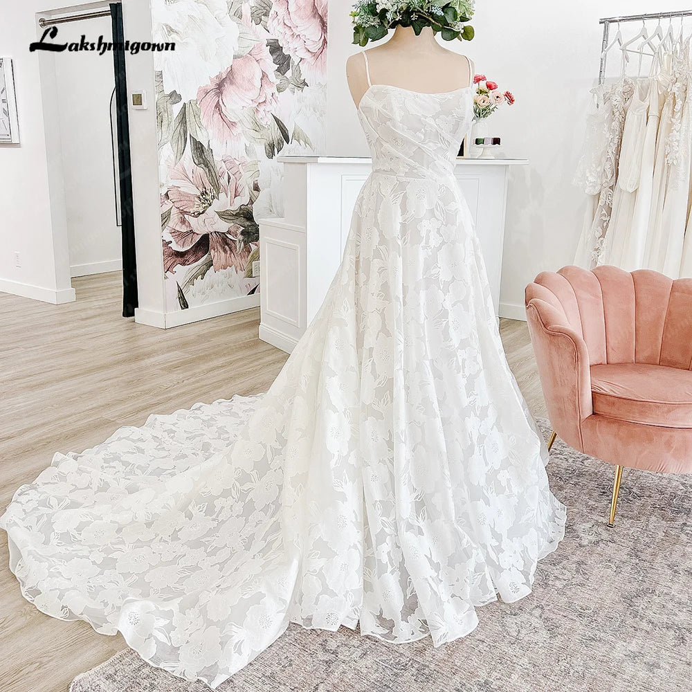 Lakshmigown Lace Wedding Dress for Women Side Slit A-line Bride Wedding Gowns Vestidos De Novia Customized