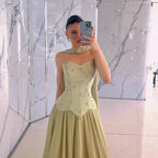 Elegante Verde Salvia   Abito da Sera a Linea A in Chiffon LA73073