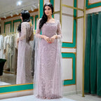 Serene Hill 2026 Dubai Pink Mermaid Long Evening Dress with Beaded Cape Gown for Wedding Occasion DLA72400A Customized