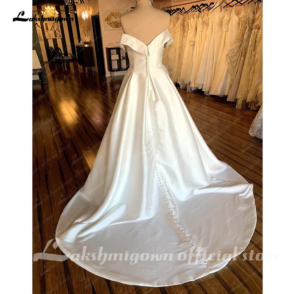 NumberSea Satin Wedding Dresses 2025 Women Strapless Sleeveless Ivory Long Bride Dress A-Line Zipper Simple Sexy Dress
