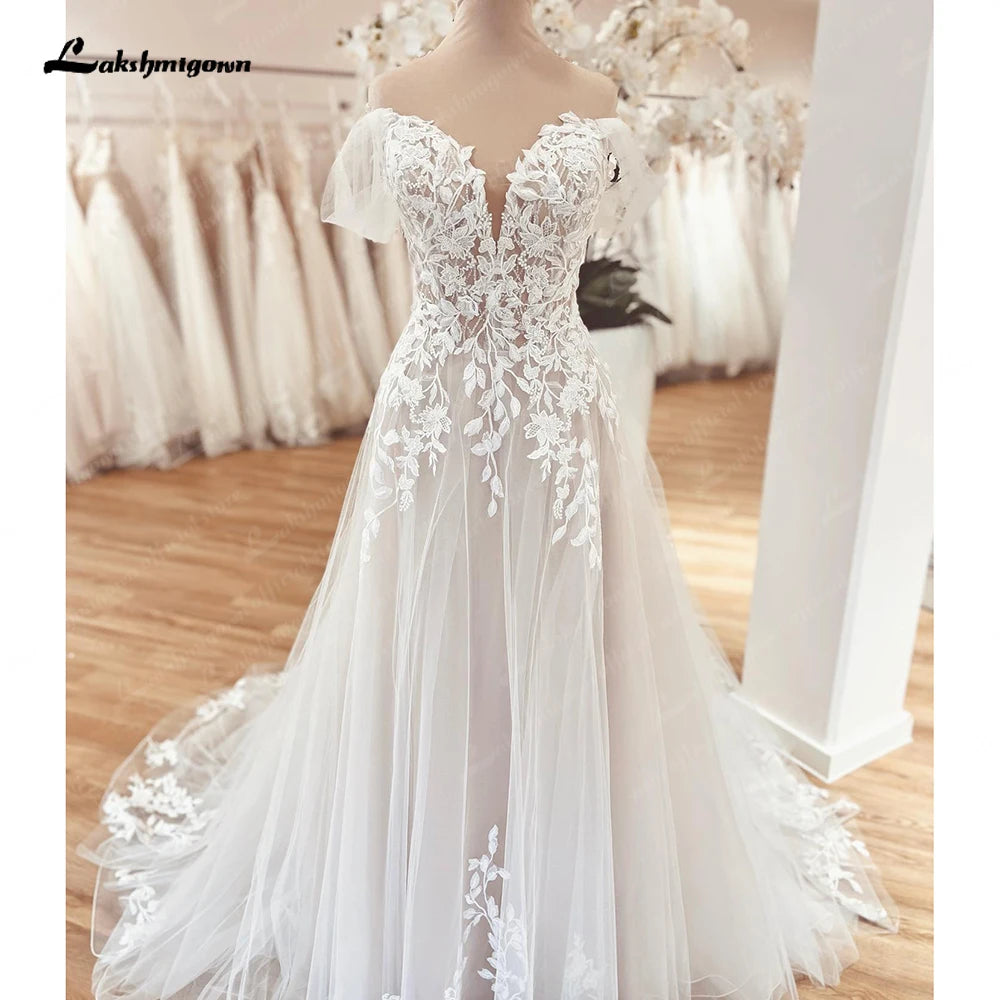 Lakshmigown Vinatge Off Shoulder Sweetheart Wedding Dress 2025 Wedding Party Dress Customized vestido para boda playa