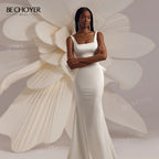 Sleeveless Mermaid Wedding Dress 2026 Square Collar Satin Detachable Bride Gown customized BECHOYER EL312 Vestido de Noiva