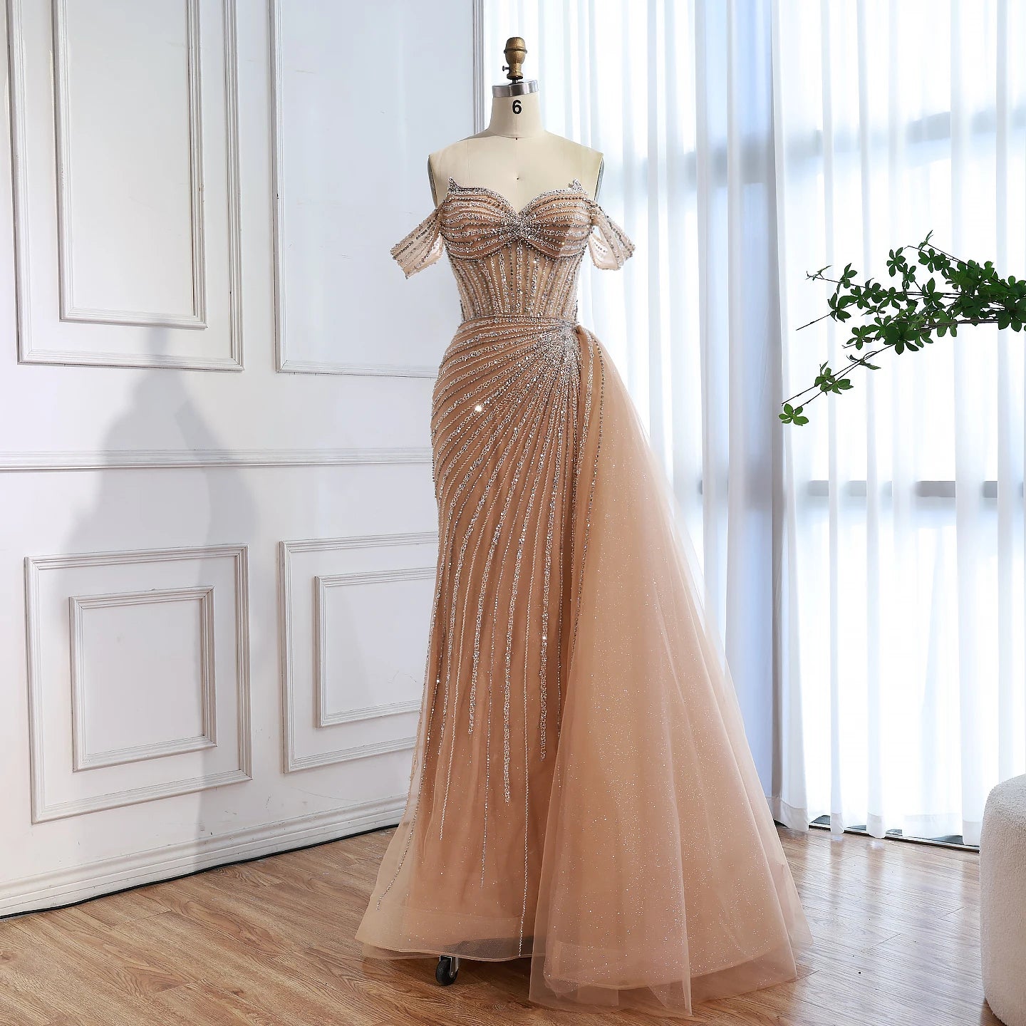 Serene Hill Customized Elegant Off the Shoulder Mermaid Evening Dresses with Skirt Formal Party Gowns for Women DLA73139