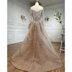 Serene Hill Customized Nude Long Sleeves Mermaid Beaded Muslim Evening Dresses Overskirt Dubai Party Gowns For Women DLA71943