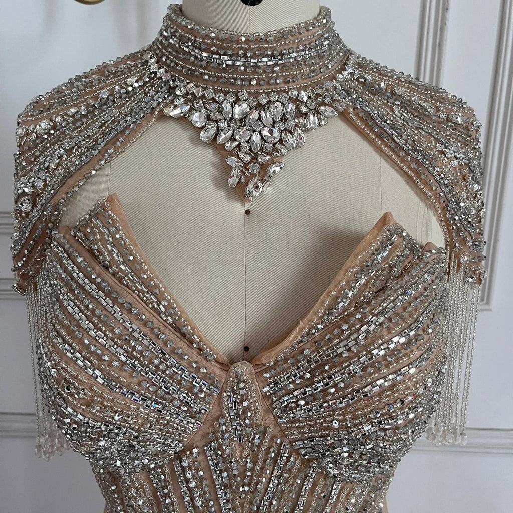 Serene Hill Pink Beaded Tassel Mermaid Evening Dress with Split Formal Party Gowns for Women 2026 DLA72891A Customized