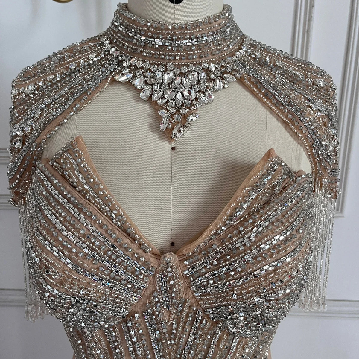 Serene Hill Pink Beaded Tassel Mermaid Evening Dress with Split Formal Party Gowns for Women 2026 DLA72891A Customized