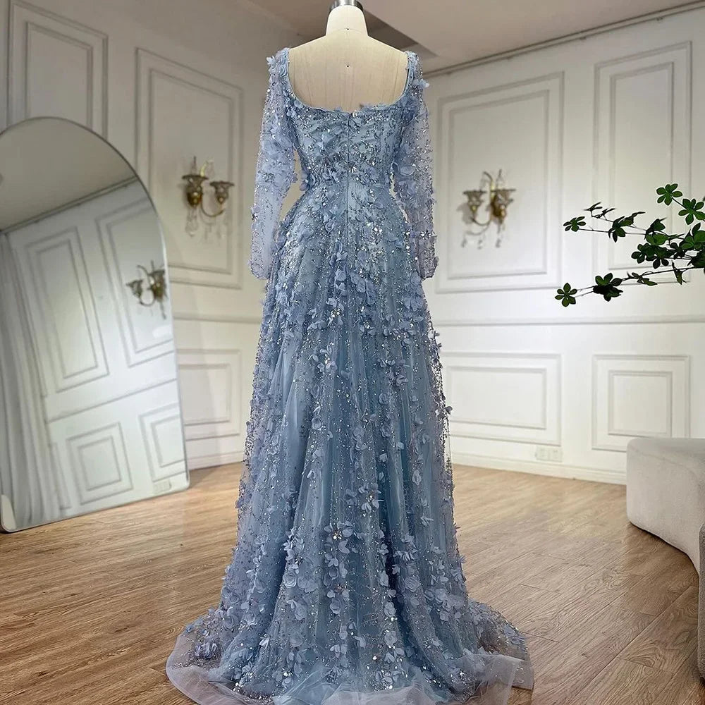 2025 Dubai Gray Lace-Up A-Line Elegant Appliques Elegant Beaded Evening Dresses For Women Wedding Party DLA72657 Customized