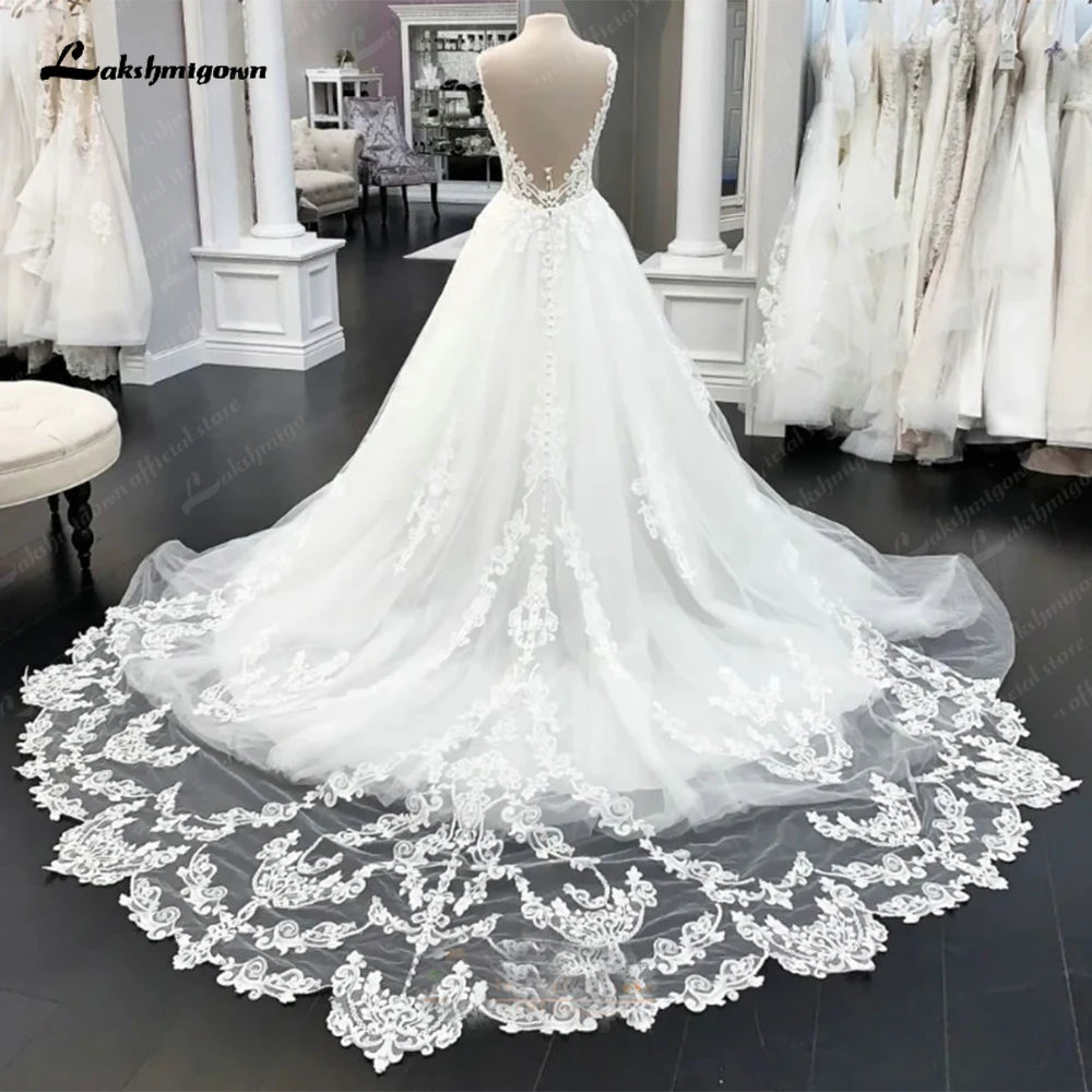 Lakshmigown A Line Wedding Dress 2026 Lace Appliques Bridal Gown Court Train Vestidos De Novia  Customized