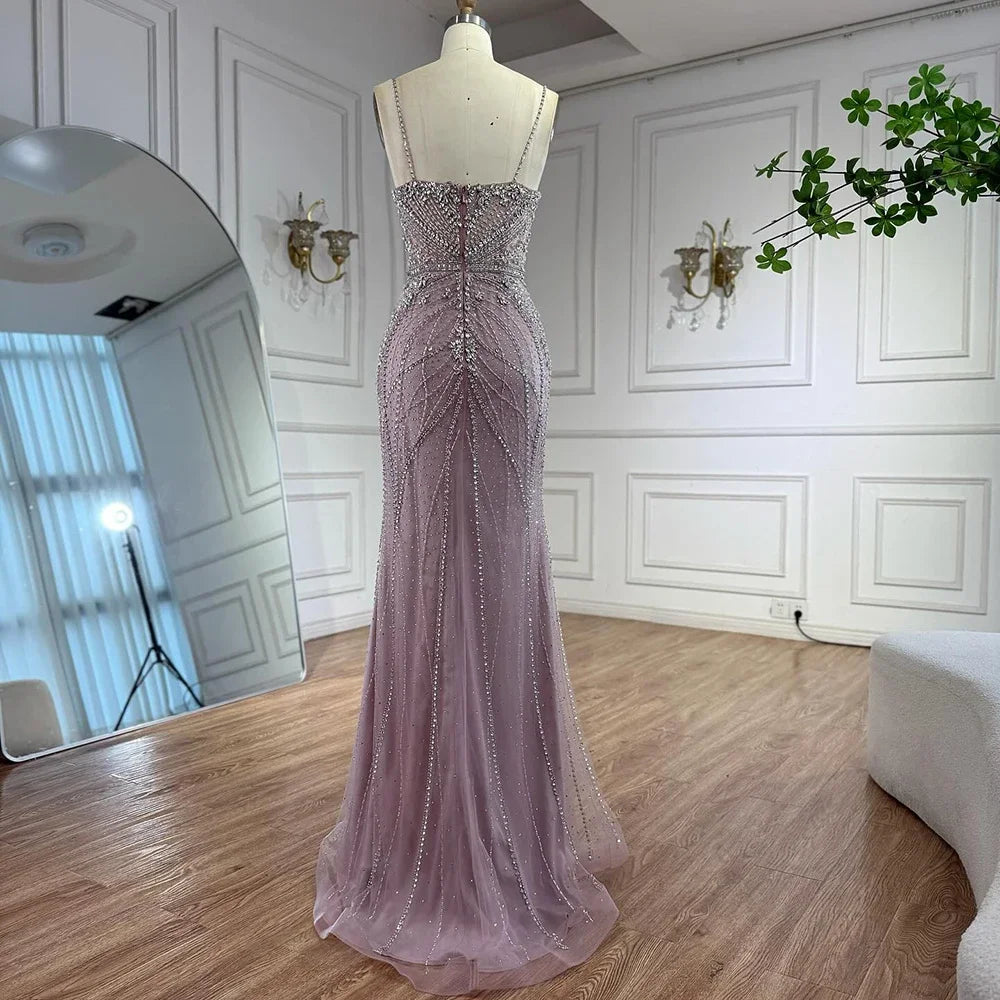 Serene Hill 2025 Pink Strapless Mermaid Beaded Evening Dress with Cape Wedding Party Gowns for Women DLA73195 Customized
