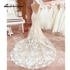 Lakshmigown Spaghetti Straps Floral Lace Mermaid Wedding Dress Vestido Novia V Neck Civil Bridal Boho Wedding Gowns Customized