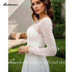 Lakshmigown Vestidos Puffy Chiffon Long Sleeve Boho Wedding Dress for Women 2026 Plus Size Bridal Beach Wedding Gowns Customized